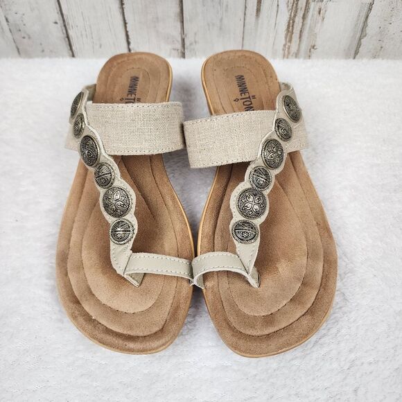 Minnetonka Natural Slide Sandals Size 6 - Picture 9 of 9